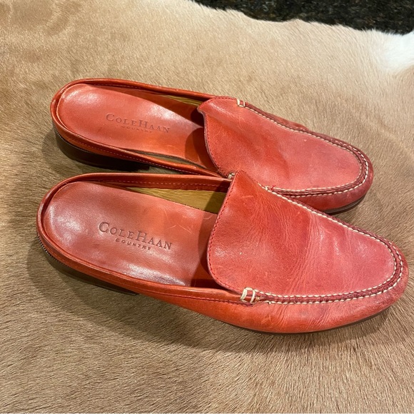 Cole Haan Red Leather Mules - Picture 1 of 6
